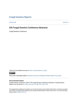 XXI Fungal Genetics Conference Abstracts