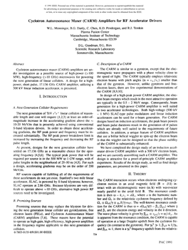 Cyclotron Autoresonance Maser (CARM) Amplifiers for RF Accelerator Drivers