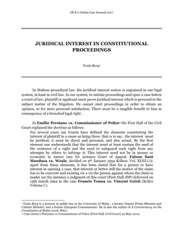 Juridical Interest in Constitutional Proceedings