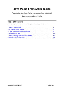 Java Media Framework Basics