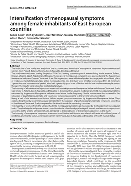 Intensification of Menopausal Symptoms Among Female Inhabitants of East European Countries