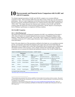 Macroeconomic and Financial Sector Comparison with SAARC and ASEAN Countries India Constitutes a Share of 81.6 Percent of the Total GDP of the SAARC Countries