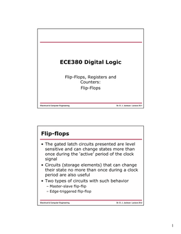 ECE380 Digital Logic Flip-Flops