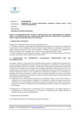 Pliego De Prescripciones Técnicas Particulares Del Procedimiento Abierto Para La Contratación Del Servicio De Prestación De S