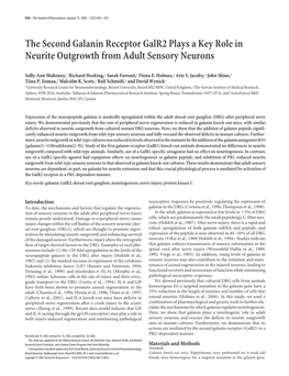 The Second Galanin Receptor Galr2 Plays a Key Role in Neurite Outgrowth from Adult Sensory Neurons