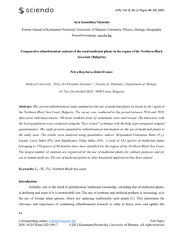 ASN, Vol. 8, No 2, Pages 44–54, 2021 44 Corresponding Author: P