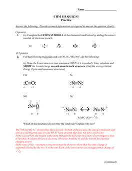 Chem 115 Quiz #4