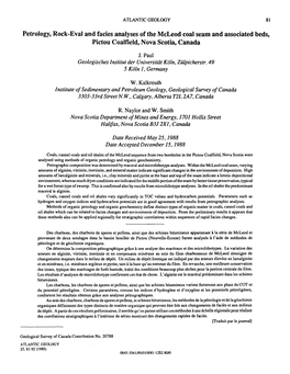 Petrology, Rock-Eval and Facies Analyses of the Mcleod Coal Seam and Associated Beds, Pictou Coalfield, Nova Scotia, Canada