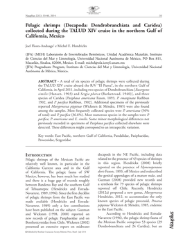 Pelagic Shrimps (Decapoda: Dendrobranchiata and Caridea) Collected During the TALUD XIV Cruise in the Northern Gulf of California, Mexico