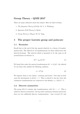 Group Theory - QMII 2017