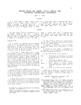 Revision Parcial Del Genero Achryson Serville, 1933 (Coleóptera, Cerambycidae, Achrysonini)1