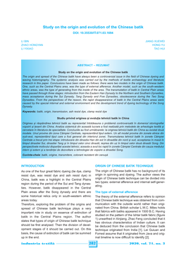 Study on the Origin and Evolution of the Chinese Batik DOI: 10.35530/IT.071.03.1694