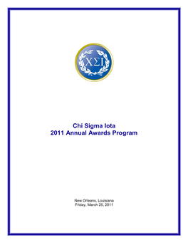 Chi Sigma Iota 2011 Annual Awards Program