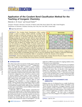 Application of the Covalent Bond Classification Method for The
