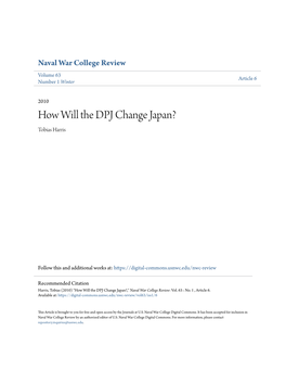 How Will the DPJ Change Japan? Tobias Harris