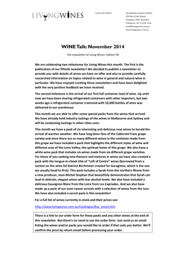 Wine Talk 50 November 2014