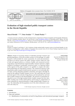 Evaluation of High-Standard Public Transport Centres in the Slovak Republic