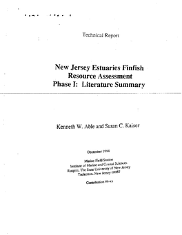 New Jersey Estuaries Finfish Resource Assessment