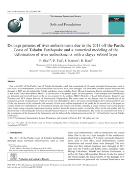 Damage Patterns of River Embankments Due to the 2011 Off