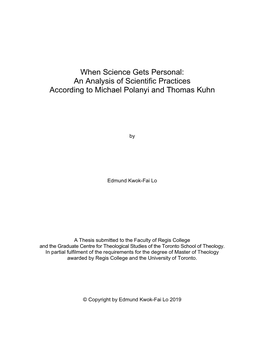 When Science Gets Personal: an Analysis of Scientific Practices According to Michael Polanyi and Thomas Kuhn