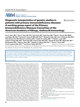 Diagnostic Interpretation of Genetic Studies in Patients with Primary