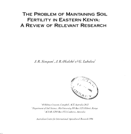 The Problem of Maintaining Soil Fertility in Eastern Kenya: a Review of Relevant Research