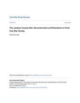 Reconstruction and Resistance in Post-Civil War Florida.,