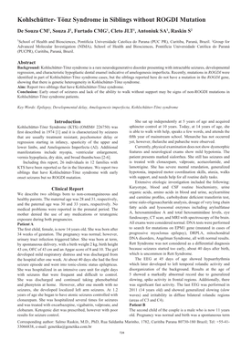 Kohlschütter- Tönz Syndrome in Siblings Without ROGDI Mutation