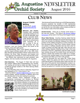 NEWSLETTER August 2016