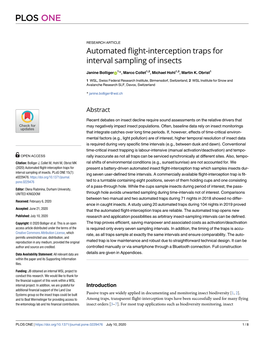 Automated Flight-Interception Traps for Interval Sampling of Insects