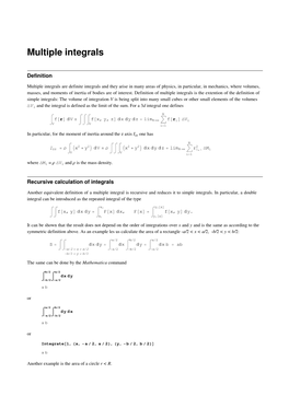 Multiple Integrals