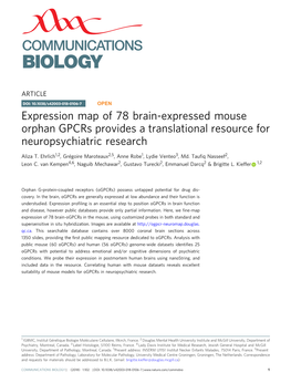 Expression Map of 78 Brain-Expressed Mouse Orphan Gpcrs Provides a Translational Resource for Neuropsychiatric Research