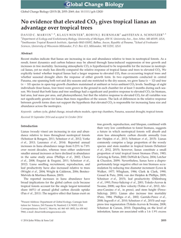 No Evidence That Elevated CO2 Gives Tropical Lianas an Advantage Over Tropical Trees