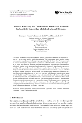 Musical Similarity and Commonness Estimation Based on Probabilistic Generative Models of Musical Elements