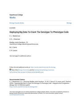 Deploying Big Data to Crack the Genotype to Phenotype Code