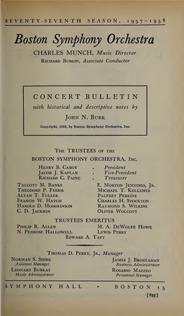 Boston Symphony Orchestra Concert Programs, Season 77, 1957-1958