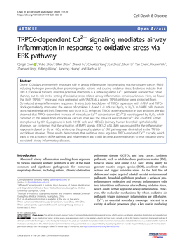 TRPC6-Dependent Ca2+ Signaling Mediates Airway Inflammation In