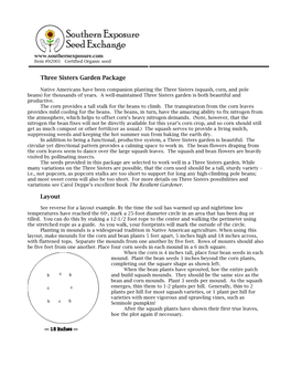 Three Sisters Garden Package Layout