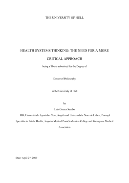 Critical Health Systems Thinking