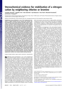 Stereochemical Evidence for Stabilization of a Nitrogen Cation by Neighboring Chlorine Or Bromine