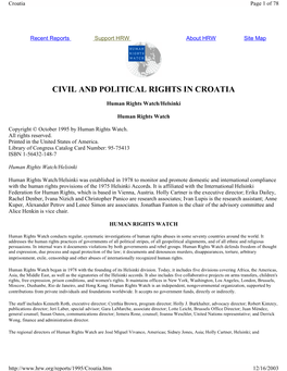 Civil and Political Rights in Croatia