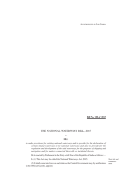The National Waterways Bill, 2015