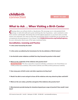 What to Ask … When Visiting a Birth Center