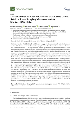 Determination of Global Geodetic Parameters Using Satellite Laser Ranging Measurements to Sentinel-3 Satellites