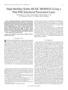 High-Mobility Stable 4H-Sic Mosfets Using a Thin PSG Interfacial Passivation Layer Y