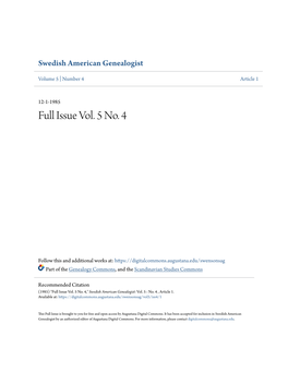 Swedish Genealogical Societies Have Developed During the Last One Hundred Years