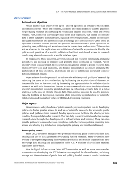 189 OPEN SCIENCE Rationale and Objectives Major Aspects Recent