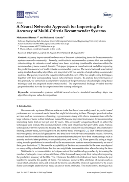 A Neural Networks Approach for Improving the Accuracy of Multi-Criteria Recommender Systems