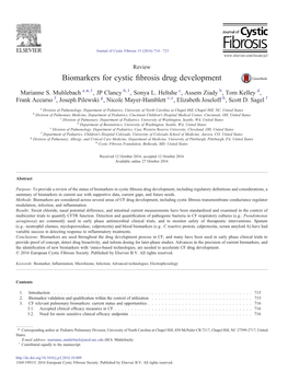 Biomarkers for Cystic Fibrosis Drug Development