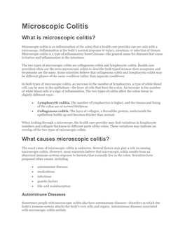 Microscopic Colitis What Is Microscopic Colitis?